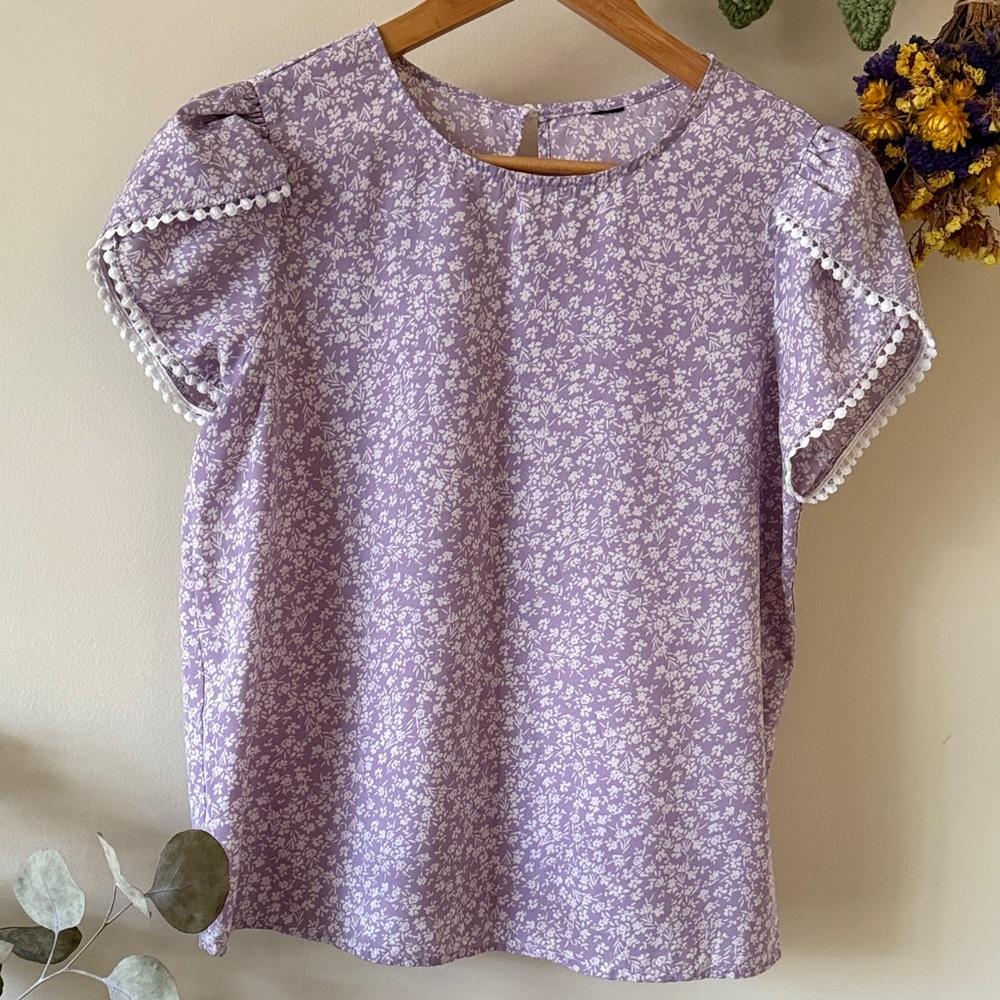 Floral Purple Women's Top small